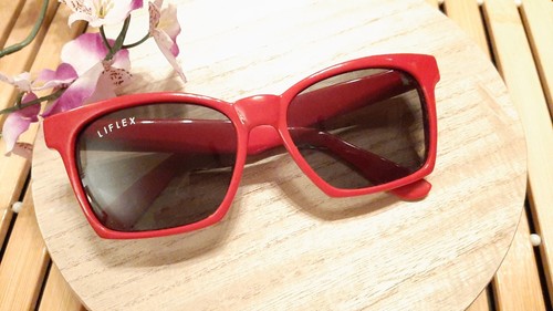 LIFLEX RED FRAME Wayfar Style Sunglasses GRAY LENS NWOT - Picture 5 of 10