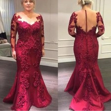 Mother of Bride Dresses Lace Appliques Long Sleeves Evening Wedding Guest Gowns