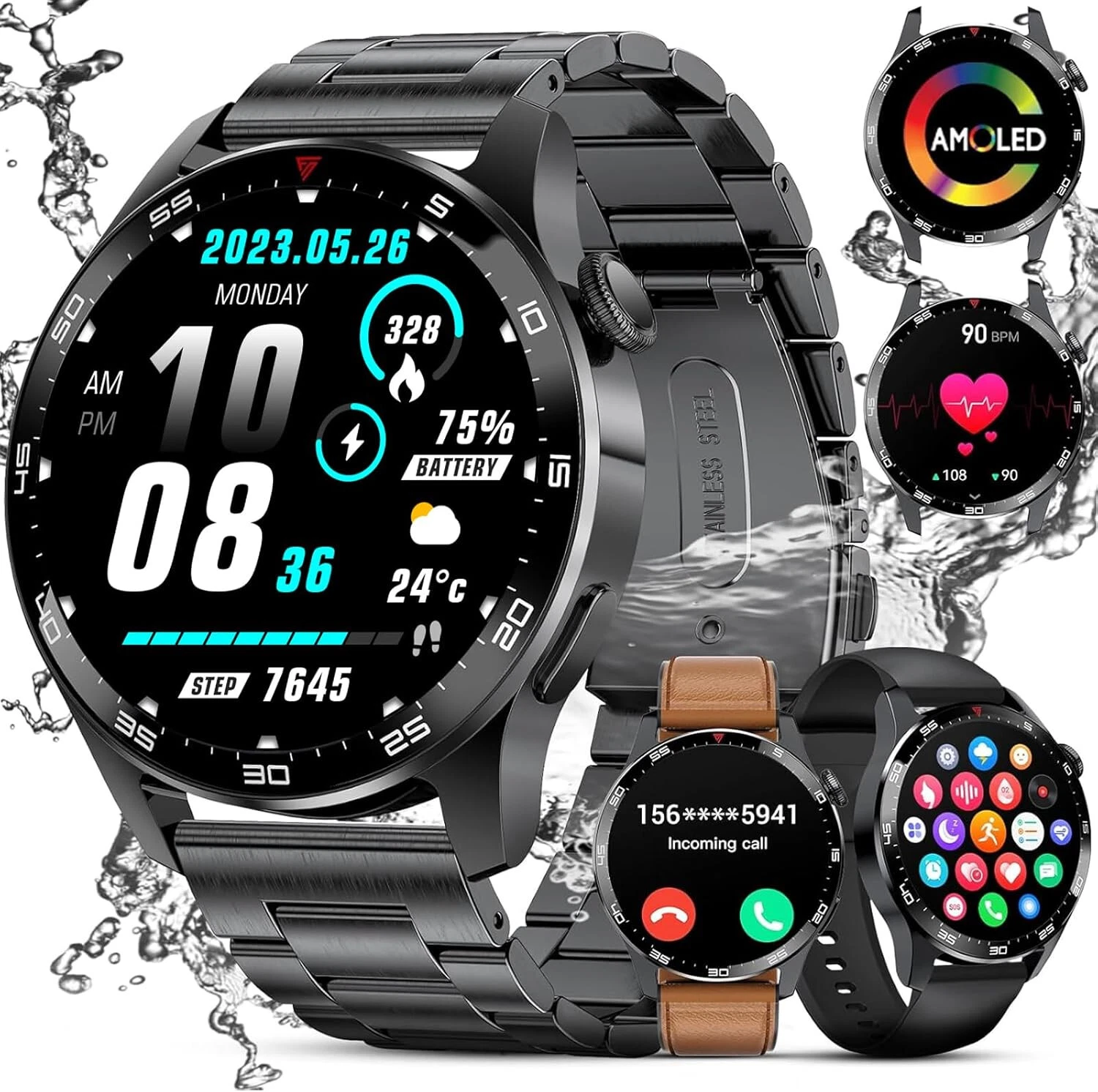 Smart Watch Men Women with Phone Function Wristwatch for iPhone Samsung Huawei