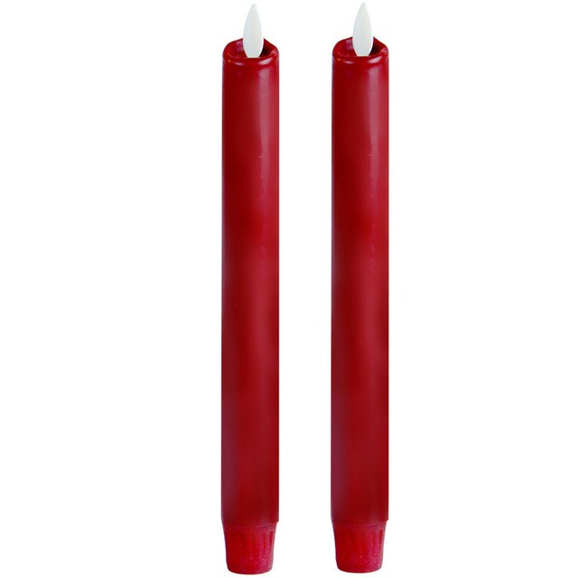 Luminara Red Led Candles Moving Flame Taper/Dinner Candle with Timer