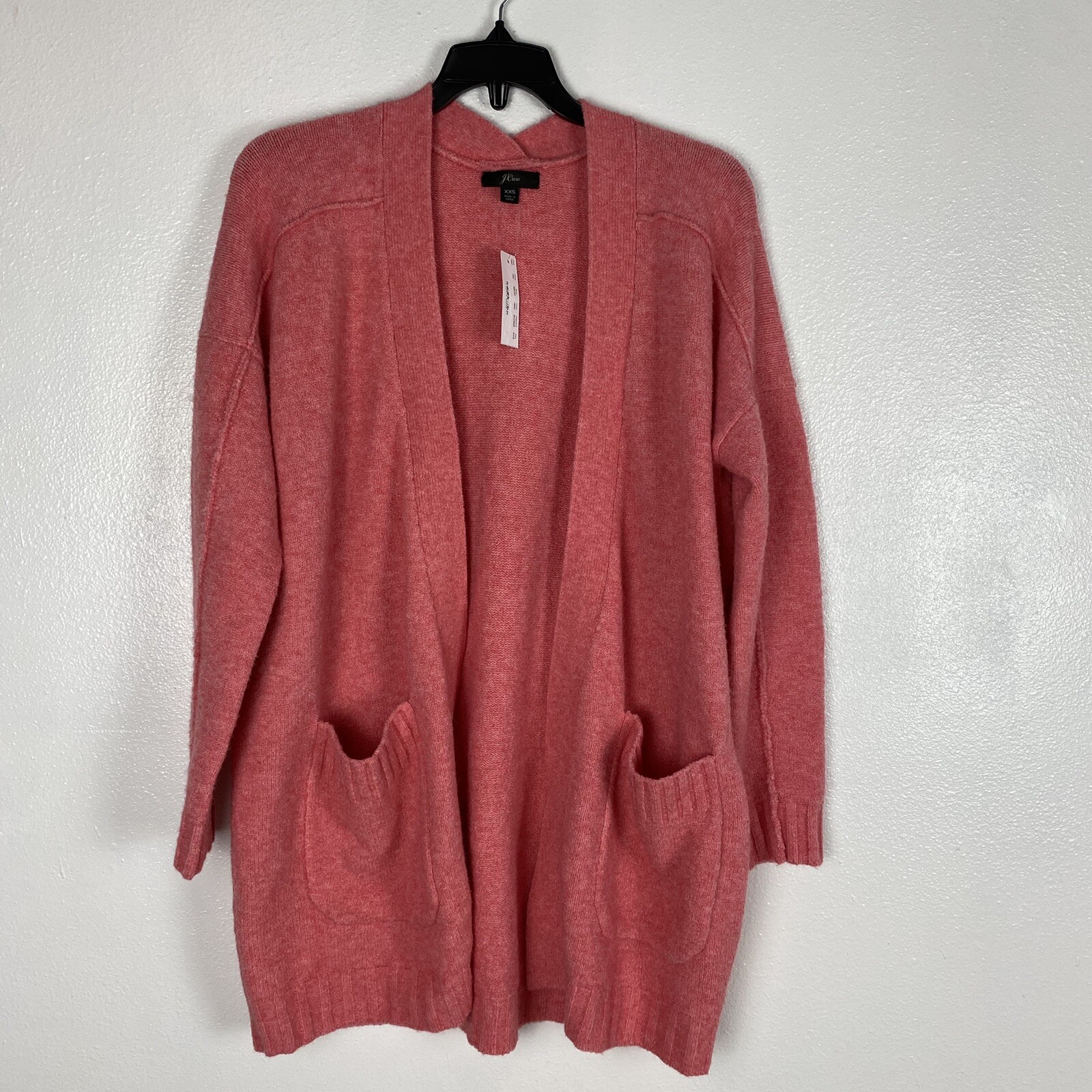 J.CREW Supersoft Yarn Open Cardigan In Heather Bright Dahlia Pink XXS