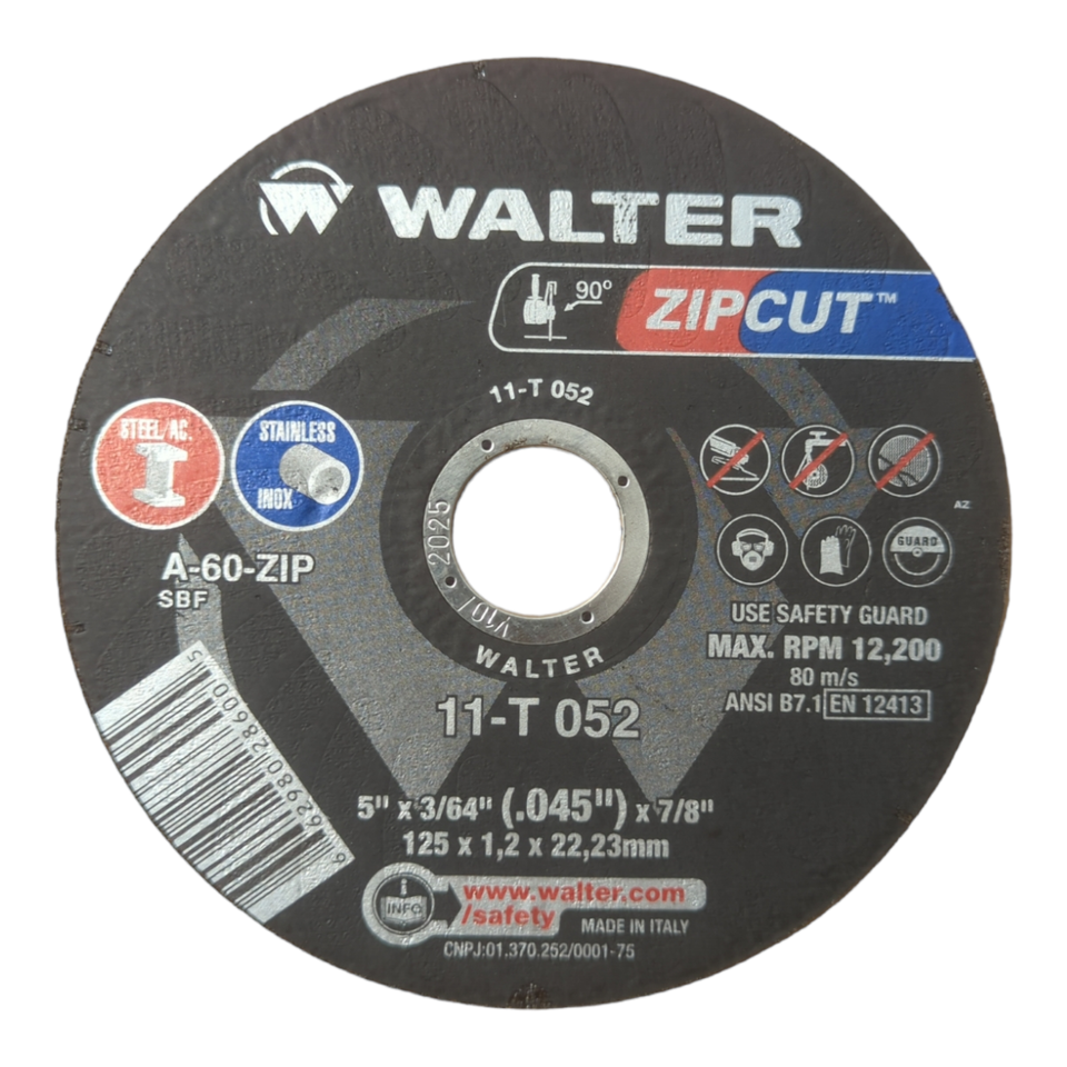 Walter 11T 052 Zip Wheel CUT OFF WHEEL / (25 pk) 5`` X 3/64`` X 7/8`` eBay