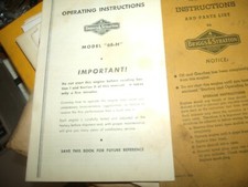 Vintage Operating Instructions Manual Briggs & Stratton Engines Model 6B-H 