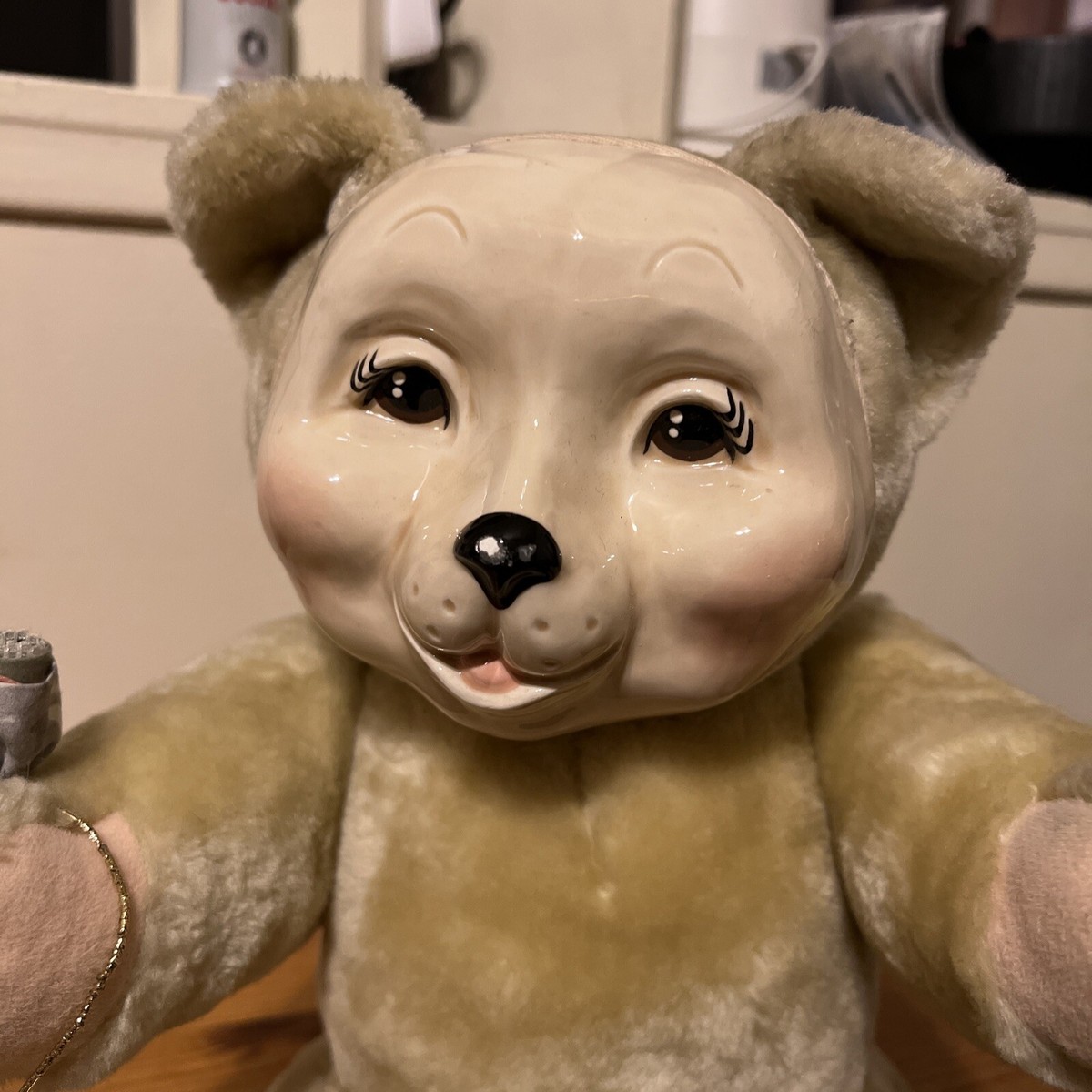 Vintage Porcelain Faced Jointed Stuffed Bear | eBay