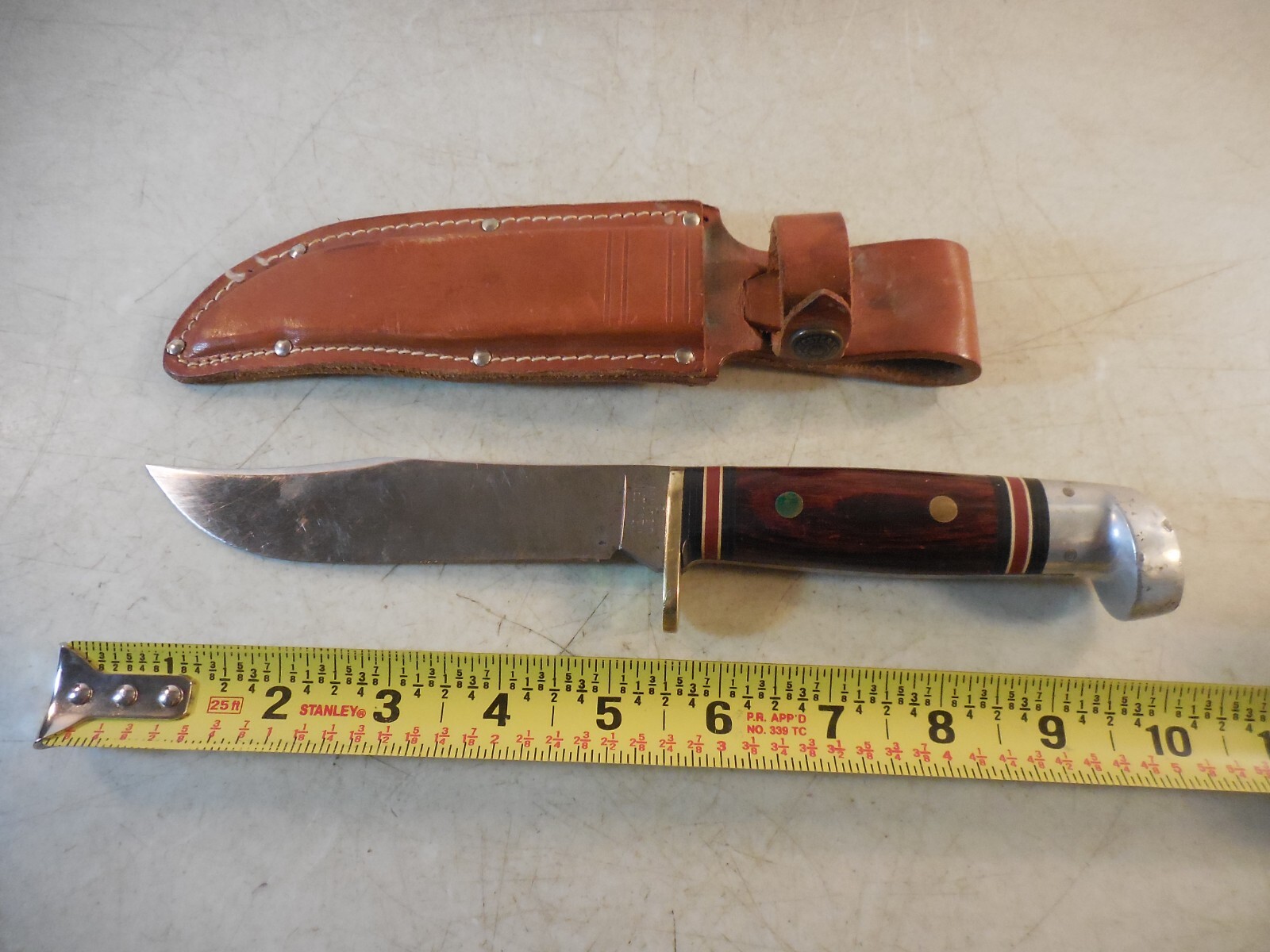 Vtg Western USA Bowie Hunting Knife W36 w/Leather Sheath eBay