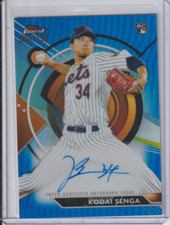 2023 TOPPS FINEST KODIA SENGA BLUE RC REFRACTOR ON CARD AUTO #36/150 METS