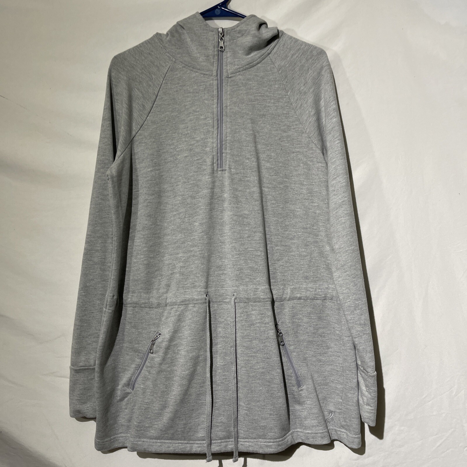Exertek Womens Activewear Tunic Sweatshirt Flare Top Size Large Gray 1/4 Zip