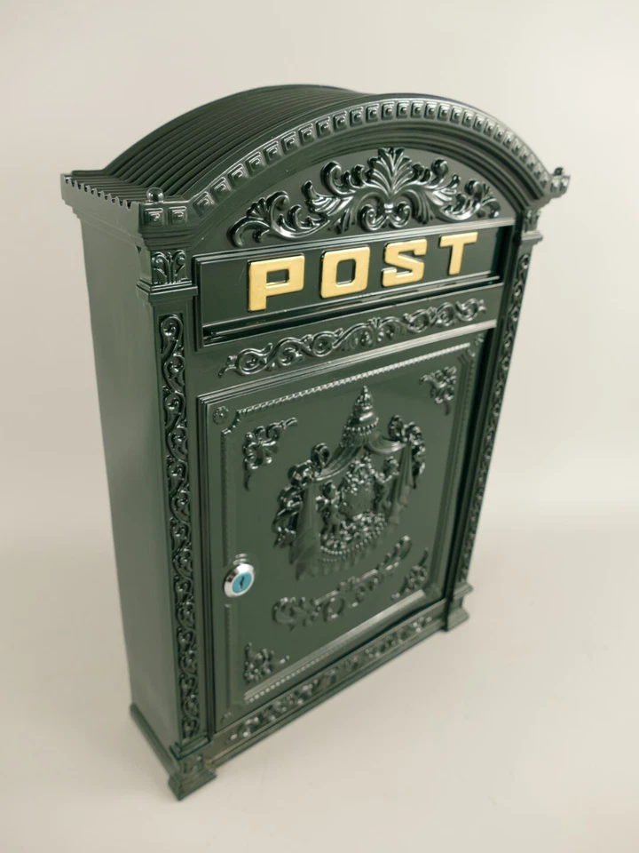 Briefkasten Wandbriefkasten rustikal grün Antik Stil Alu Guß H.45x B.31cm - Bild 4 von 4