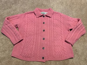 pink aran cardigan