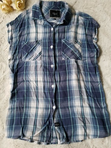 Rails White Blue Plaid Flannel Short 
