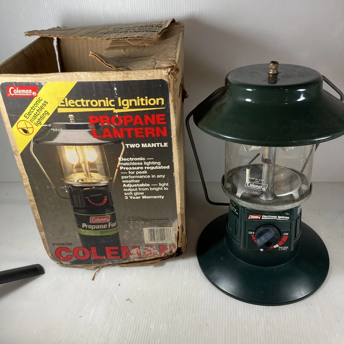 Vtg Coleman Electronic Ignition Double Mantel Propane Lantern