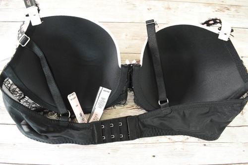Victoria's Secret 36D/M *DREAM ANGELS* RIBBON SLOT LINED DEMI BRA *Black & Pink* - Picture 7 of 11