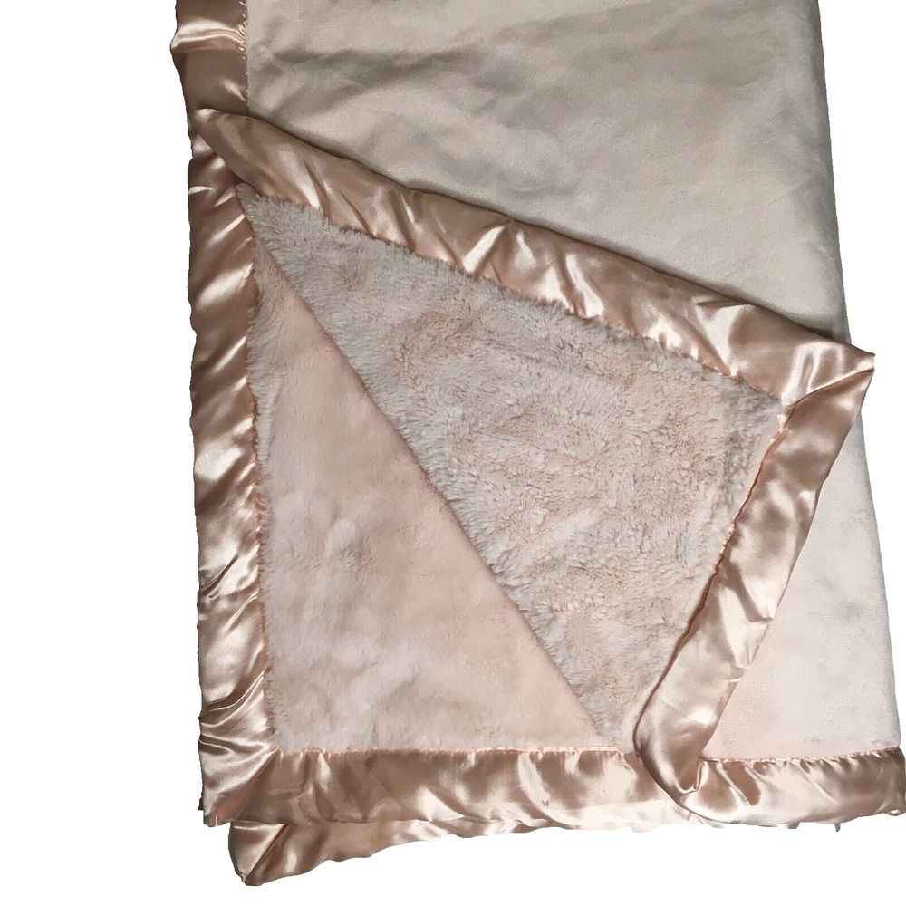 Cloud Island Soft Pink Plush Baby Blanket with Satin Trim 31x40 Fluffy Cozy