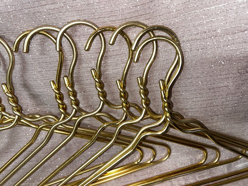 Set of 11 Vintage Shiny Gold Thick Twisted Metal Clothes Hangers - Picture 3 of 3