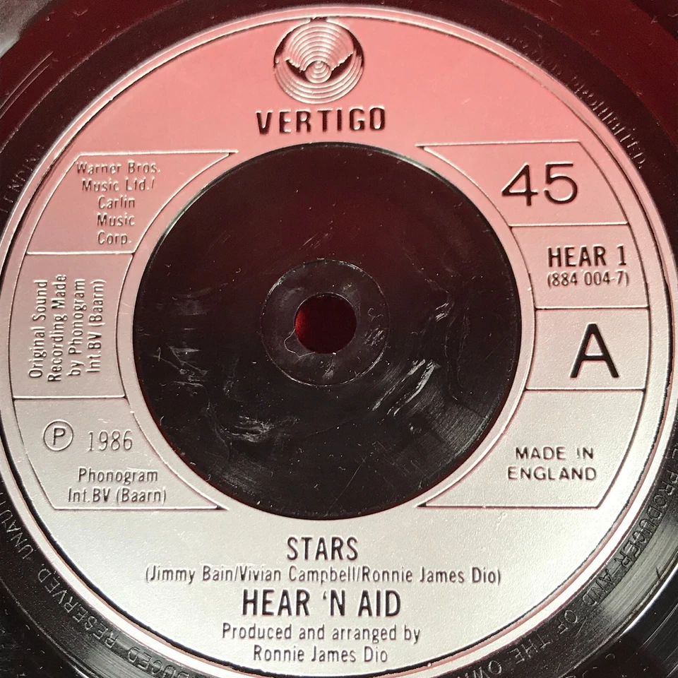 HEAR 'N AID Stars 1986 UK 7" vinyl single Dio Yngwie Malmsteen Dokken Journey 45 - Image 3 of 4