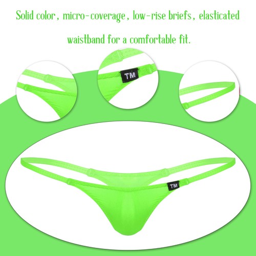 Men's Bulge Pouch Panties Silk Low Rise Underwear Cheeky T-Back G-String Briefs - Picture 30 of 57