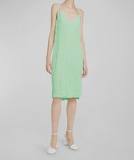 $615 Dries Van Noten Women Green Danae Crinkle Georgette Midi Slip Dress Size L