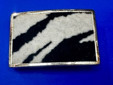Retro Felt Zebra Pattern Black  White Colors Stylish Vintage Belt Buckle