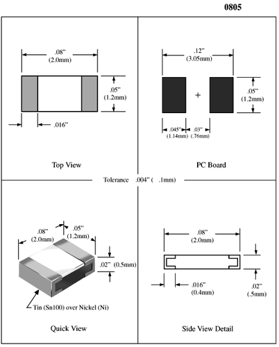 R10 R11 R12 R13 R15 R14 R16 R18 R20 R22 R24 R25 R27 Ohm 0805 1/8W SMD Resistor - Picture 2 of 4