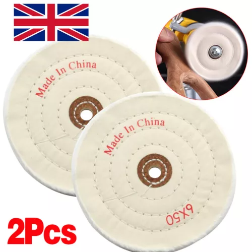 2x 6 Inch 150mm Cloth Buffing Polishing Wheel Mop Bench Grinder Buffer Disc Pads - Picture 1 of 13