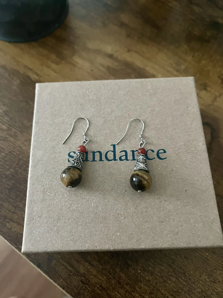 Pendientes vintage de plata esterlina con ojo de tigre de TRIBE HILL de Sundance con marca 925 Foto 4 de 4