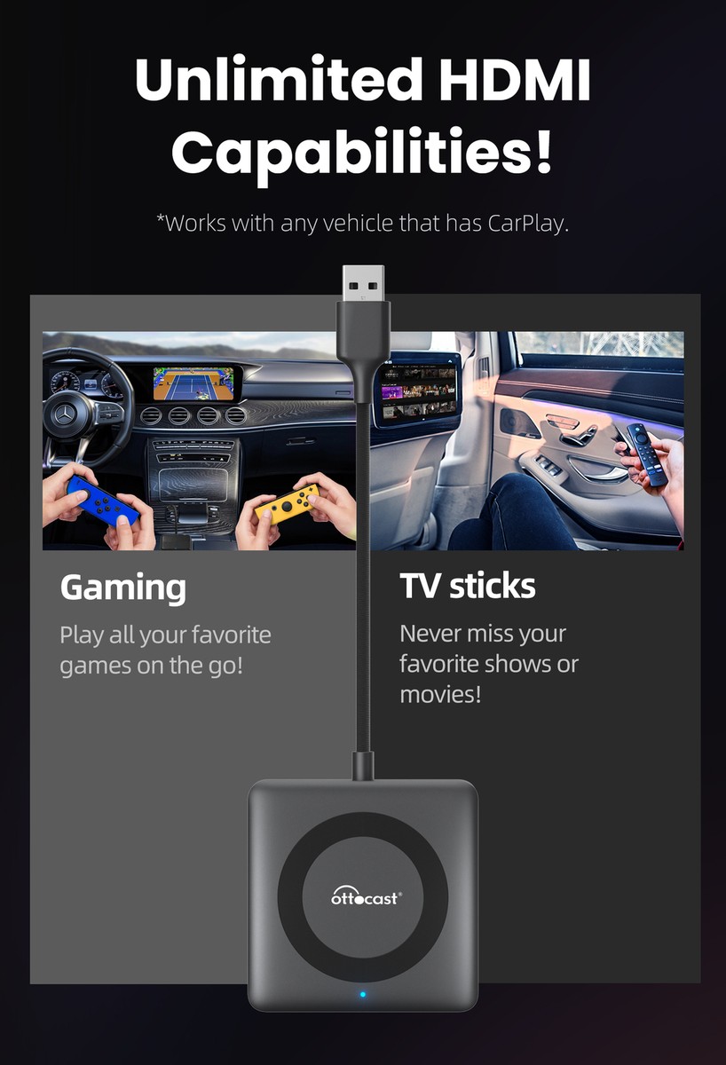 Ottocast Car TV Mate Max HDMI Input Wireless Carplay & Android