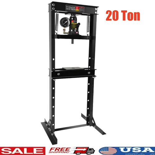 Hydraulic Shop Press 20Ton H-Frame Garage Floor Adjust w/Stamping Plate Benchtop