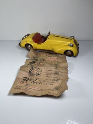 Vintage Distler BMW Wanderer Yellow Key Wind  Convertible W/ Original Paperwork