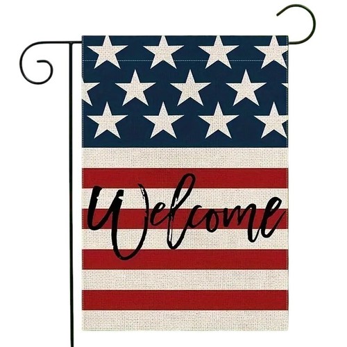 Welcome Patriotic American 4th of July 11 x 17.5" Double Sided Garden Yard Flag