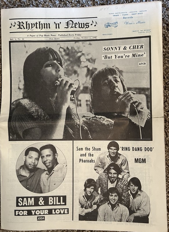 Rhythm ‘n’ News 1965 Los Angeles Music Sonny & Cher Sam The Sham Four Tops