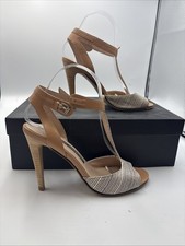 French Connection Leather Tan Strappy Heels. Size 5. RRP £95. Exc Cond