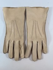 Vintage Deerskin Leather Gloves Made in France Size 7 Women  s Cream Beige