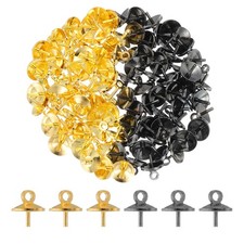 8mm Cup Eye Pins, 120 Pcs Screw Eye Pins Pearl Pegs, Gold Tone/Black