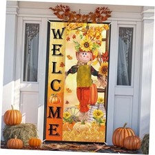 Fall Decorations for Home Porch: Welcome Sign Banner for Front Door Orange