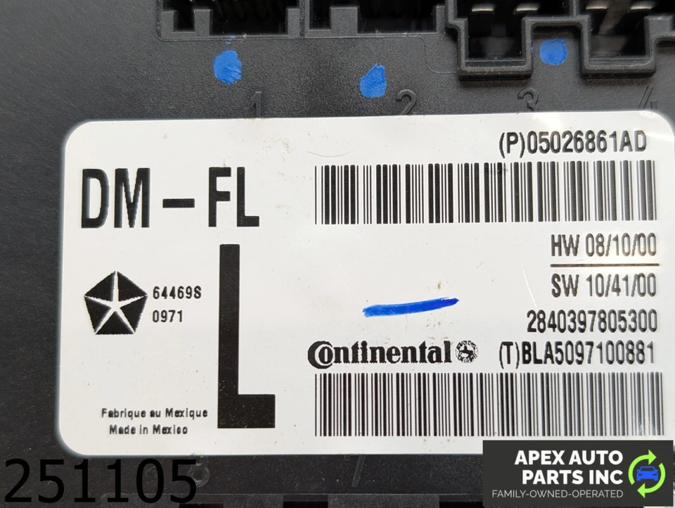 Módulo de puerta del conductor de 3,6 L Chrysler Town & Country 2011 fabricante de equipos originales Foto 2 de 4