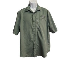 Eddie Bauer Woven Tech Shirt Mens XL Green Vented Button Up UPF 40 Outdoor Fish