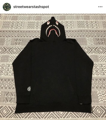 A Bathing Ape Bape Side Zip Shark Pullover Hoodie Size Extra Large