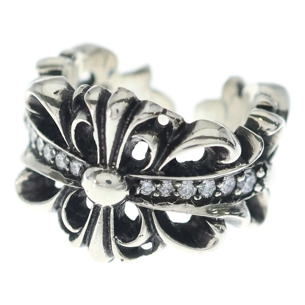 Chrome Hearts DBL FLRL CRS P D Ring Diamond 925 US#4-3/4 P0080302