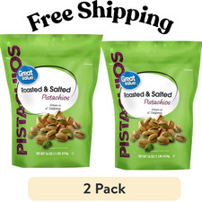 Great Value Roasted  Salted Pistachios, 16 oz Resealable Bag Pack of 2