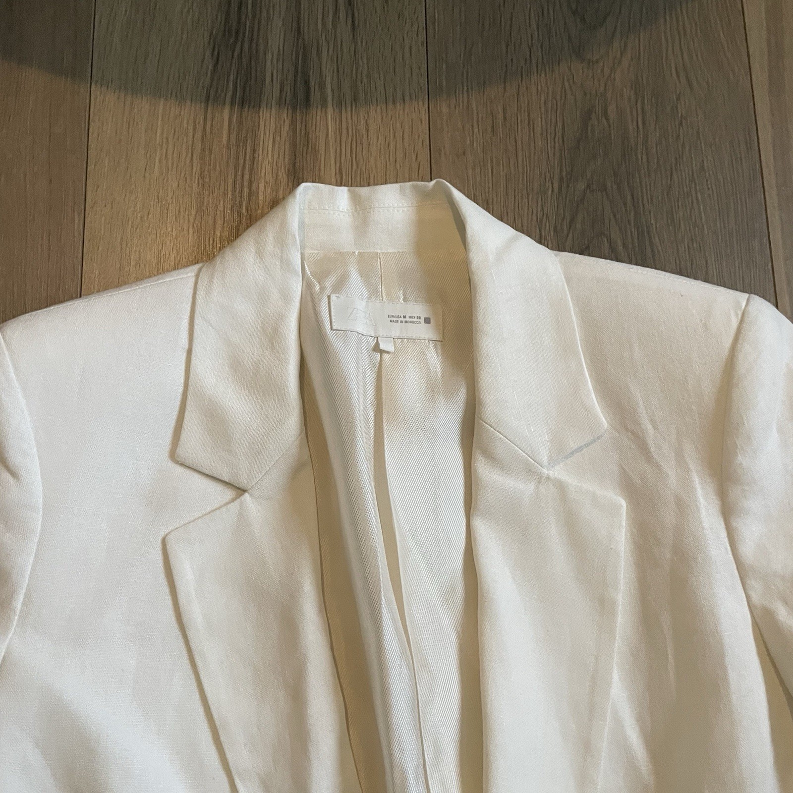 Zara Basic White Linen Blazer Single Button Lined… - image 2