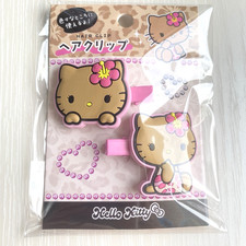 Fermaglio per capelli Hello Kitty conciato rosa tropicale Sanrio Giappone estate spiaggia carino