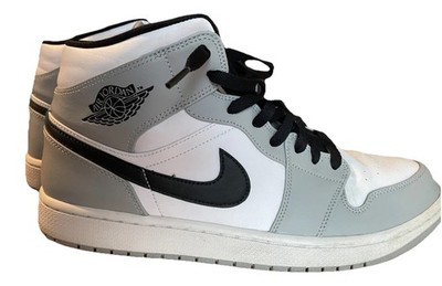 Nike Air Jordan 1 Mid Light Smoke Grey Black White 554724-092 Men's Size 12 