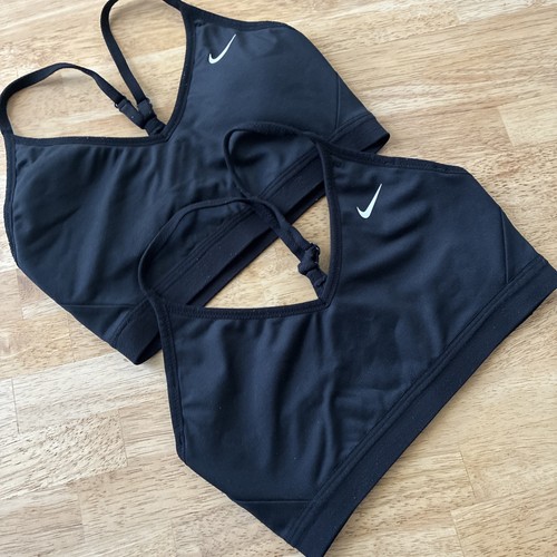 NIKE Dri-FIT Womens Racerback Sports Bras Lot 2 Medium Black Gym Sports Workout