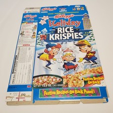 Kelloggs Cereal Box 1998 Rice Krispies Treats HO HO HOLIDAY Christmas 1997 VTG