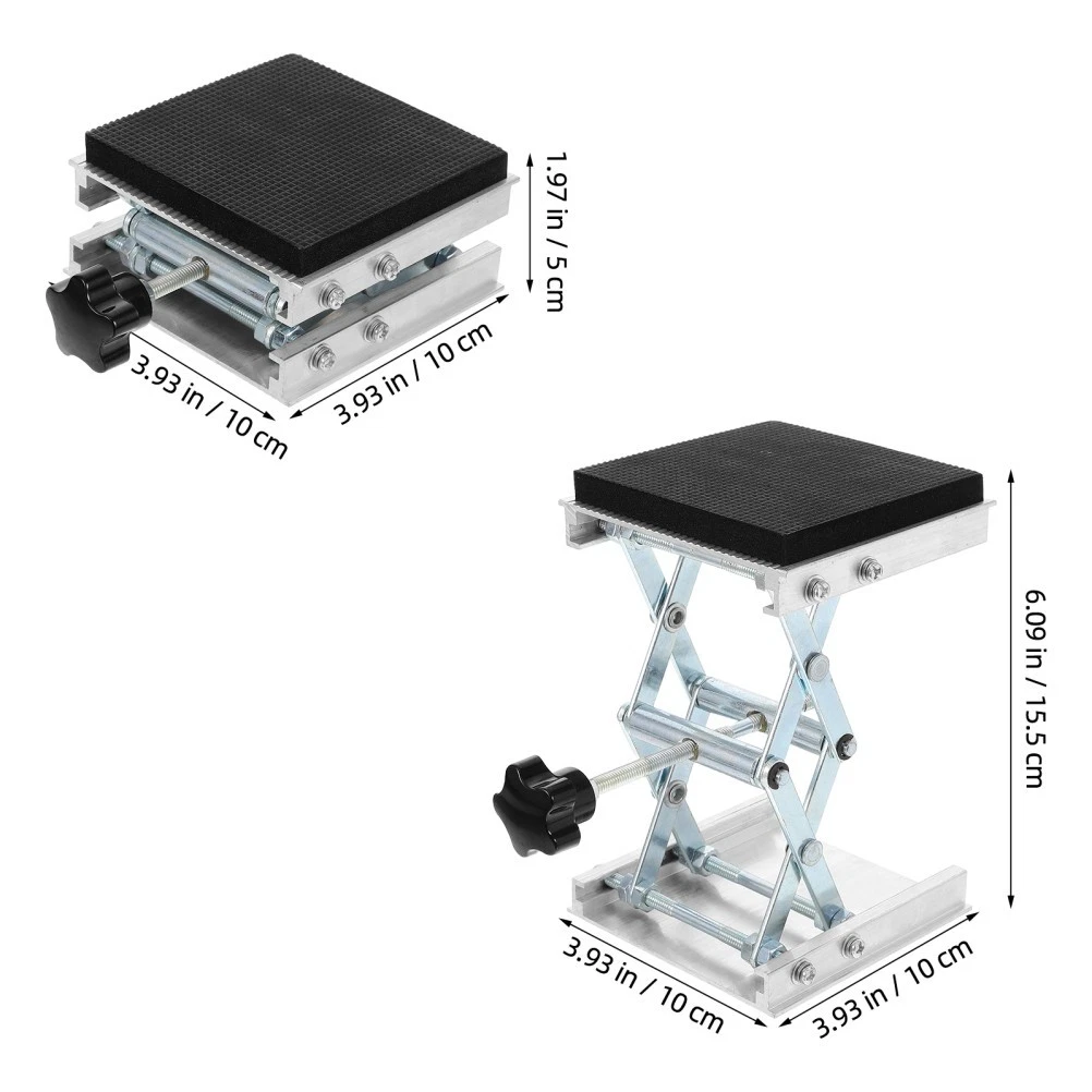 Gato elevador de laboratorio ajustable de acero inoxidable con soporte elevador duradero mesa plateada