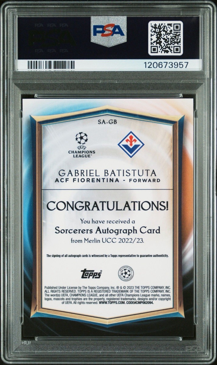 Gabriel Batistuta Auto /50 PSA 10 / PSA 10 DNA Topps Sorcerers