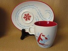 Starbucks 2007 Holiday Penguin Snowman 6oz Cup  Saucer Set