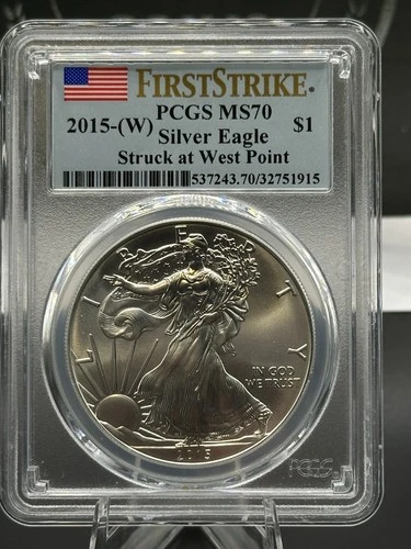 2015-W American Silver Eagle PCGS MS70 First Strike West Point .999 Fine Silver