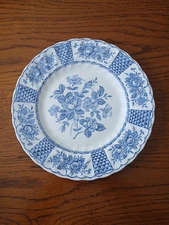 Vintage Melody Myott Ironstone Blue Floral Salad Plate