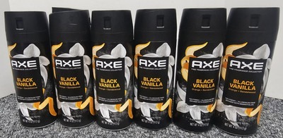 Lot of SIX, Axe Premium Body Spray Black Vanilla Scent 4 OZ/each